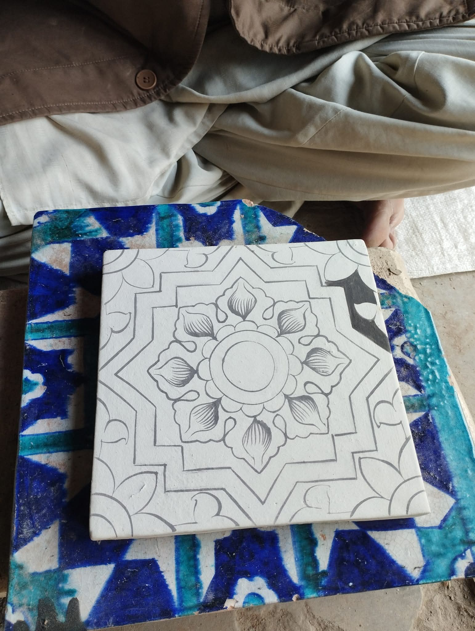 Carved Tile — Floral Motif